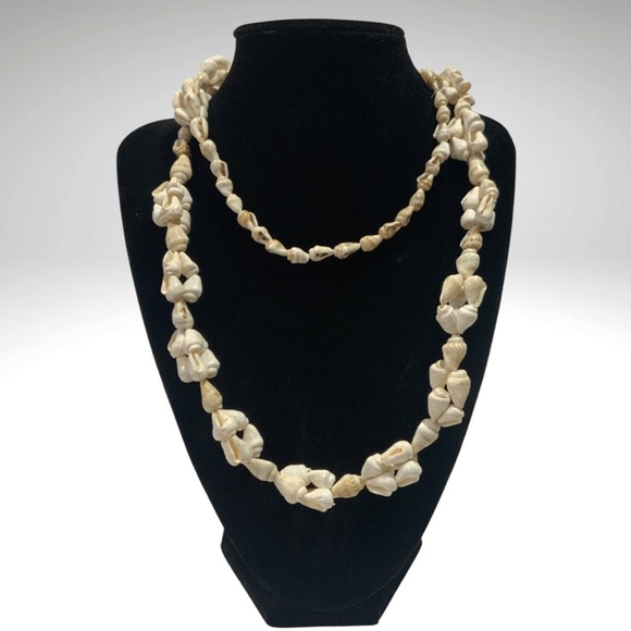 Seashell Lei Tropical Tiki Luau Boho Beach Long 34” Single Strand Long Neckl… - Picture 1 of 11
